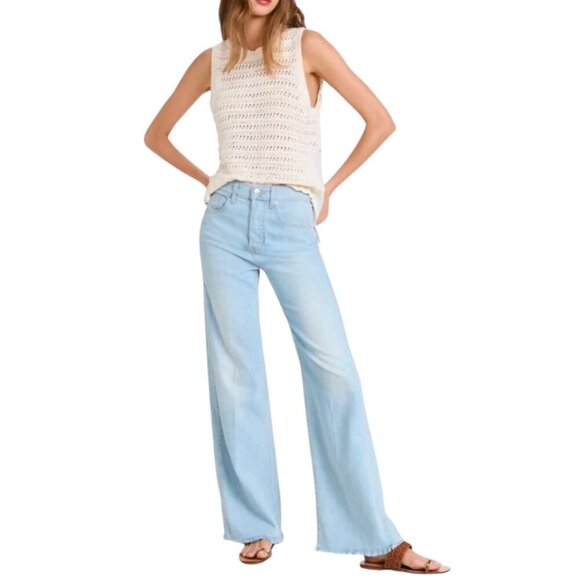 New Veronica Beard Taylor Relaxed Wide Leg High Rise Jeans 31 In Aire Wash Blue - Picture 4 of 15